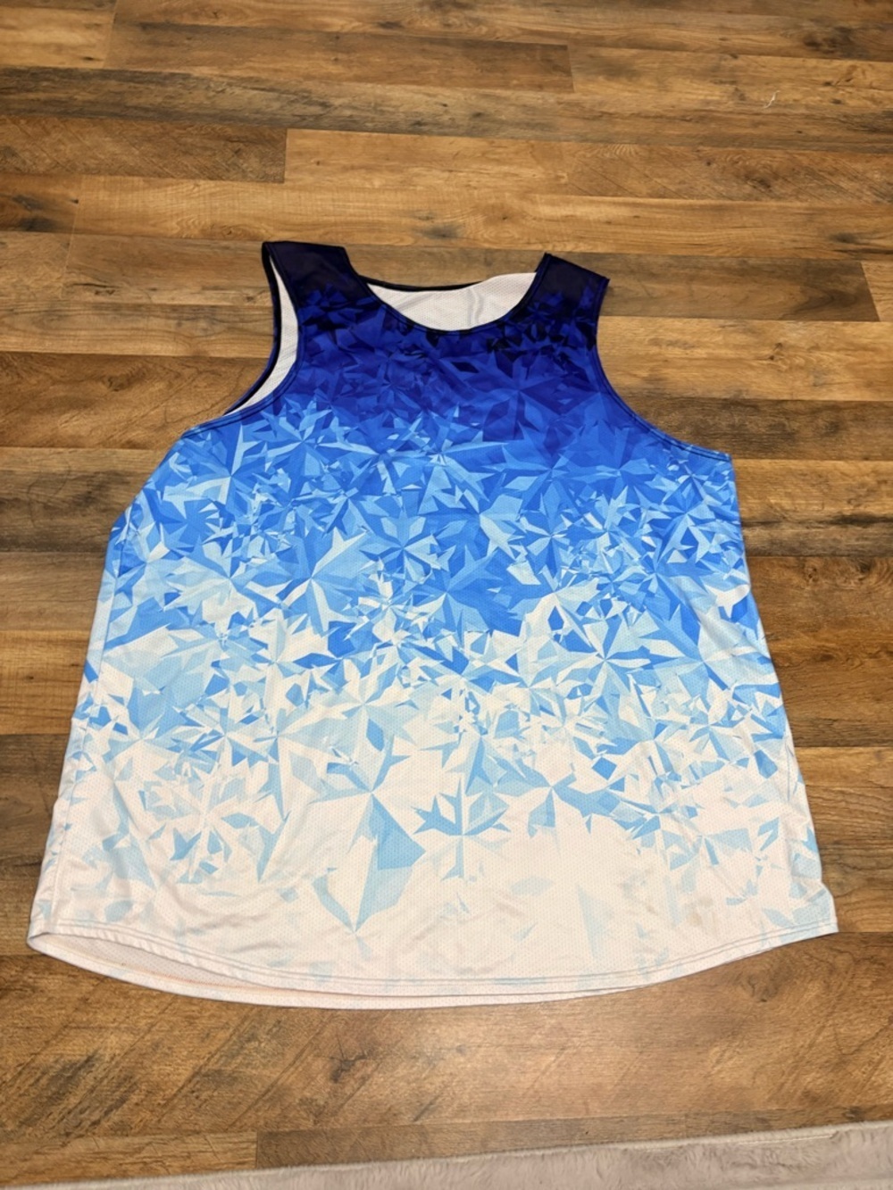 Sankill XXXL Blue Ombre Geometric Tank Top Athletic Sleeveless Mesh Plus Size
